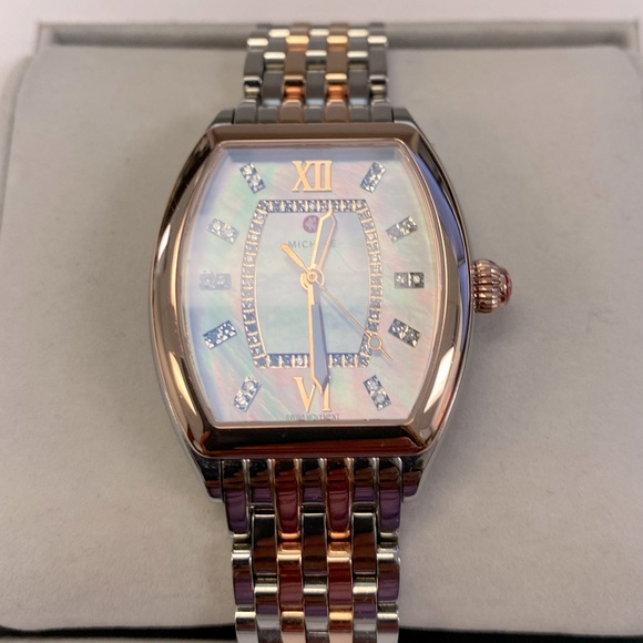 Michele ~ RELEVE MOP Diamond Dial Rose Gold/Two-Tone Stainless-Steel Watch - Picture 2 of 16